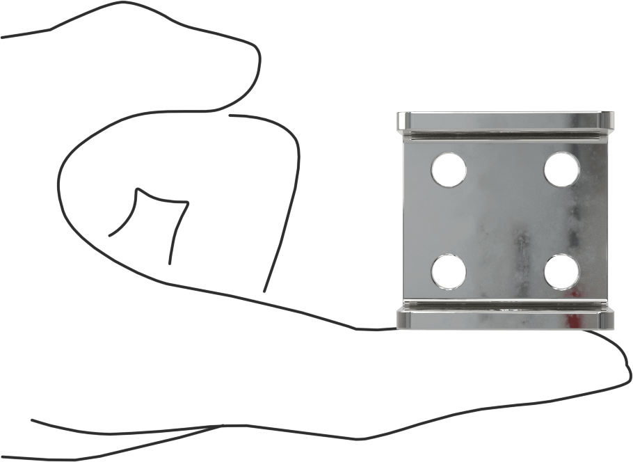 Panel Asma Braketi, 1-1/4" Maksimum Kalınlık için, Krom Kaplı Çinko, 1-1/2" x 1-1/2"