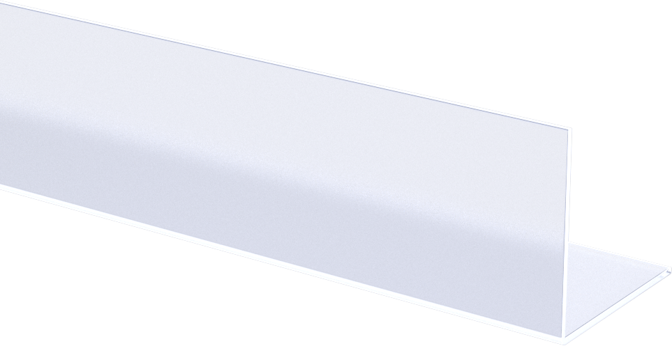 Şeffaf Darbeye Dayanıklı Polikarbonat 90 Derece Açı, 0,05 inç Duvar Kalınlığı, 1-1/2“ Yükseklik x 1-1/2” Genişlik Dış, 6' Uzunluk