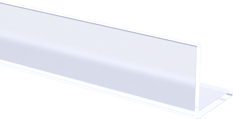 Şeffaf Darbeye Dayanıklı Polikarbonat 90 Derece Açı, 0,05 inç Duvar Kalınlığı, 1/2“ Yüksek x 1/2” Dış Genişlik, 4 Fit Uzunluk