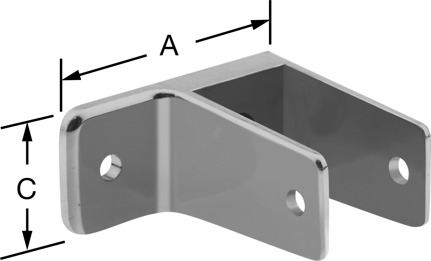 Panel Asma Braketi, 1" Maksimum Kalınlık için, Krom Kaplı Çinko, 2-5/8" x 1-1/2"