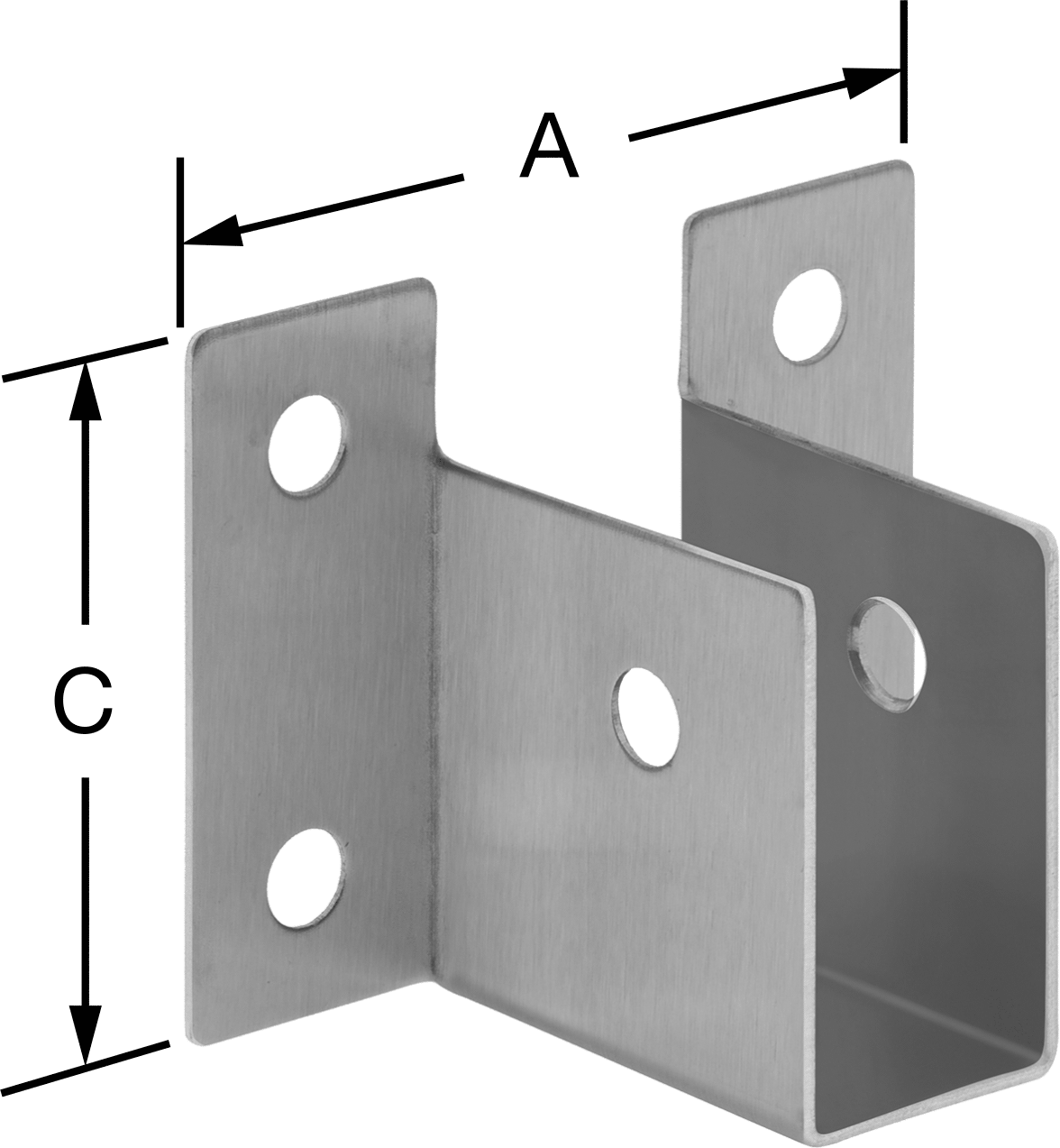 Panel Asma Braketi, 1/4" Maksimum Kalınlık için, Toz Boyalı Alüminyum, 2-1/4" x 2"