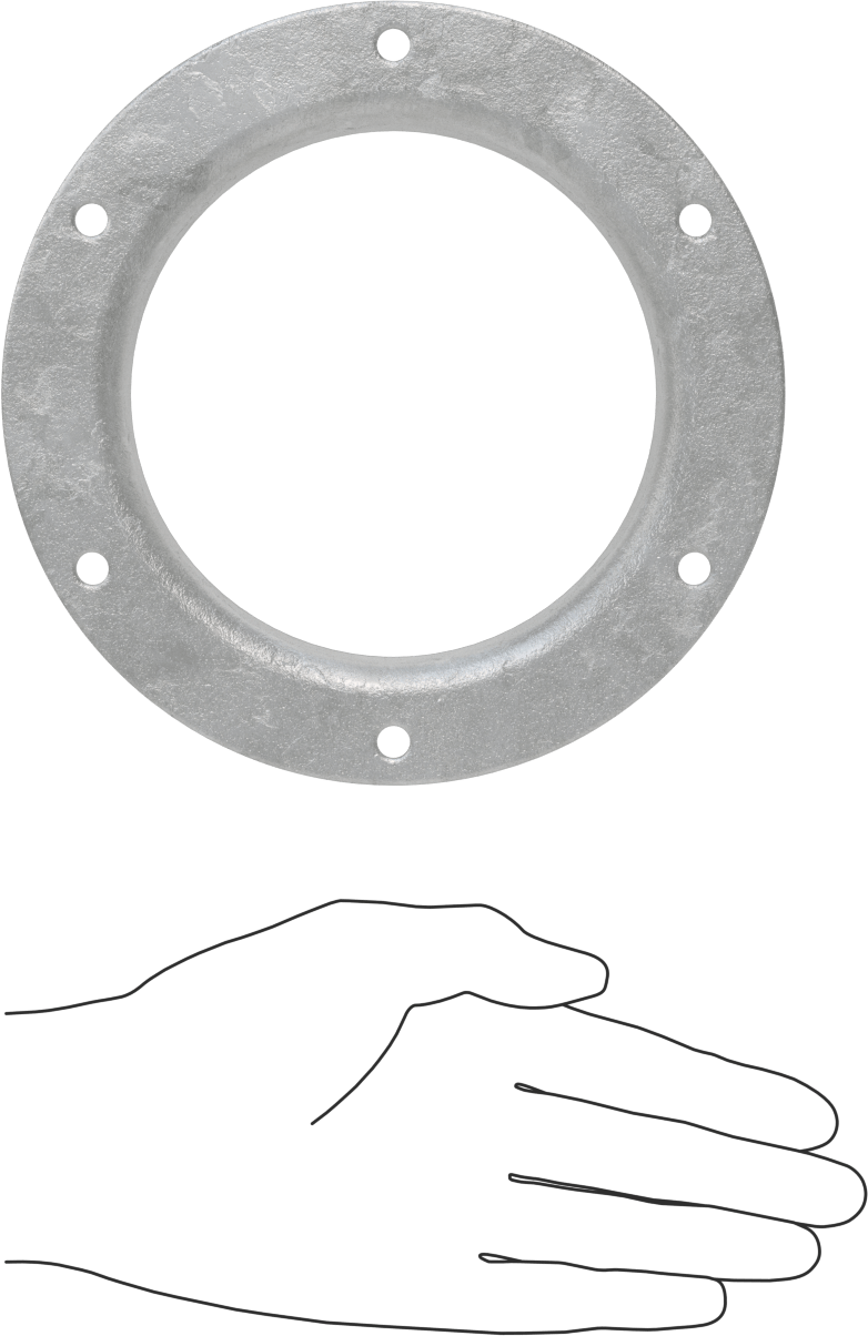 Galvanizli Çelik Kanal Flanşı, Montaj Delikleri ile, Kanal Boyutu 4-1/2, 4-17/32" Dişi İç Çap