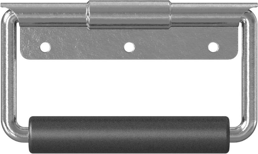 Montaj Plakalı Katlanabilir Yuvarlak Çekme Kolu, Yaylı, Parlak Çinko Kaplı Çelik, 4-1/2" Genişlikte Sap
