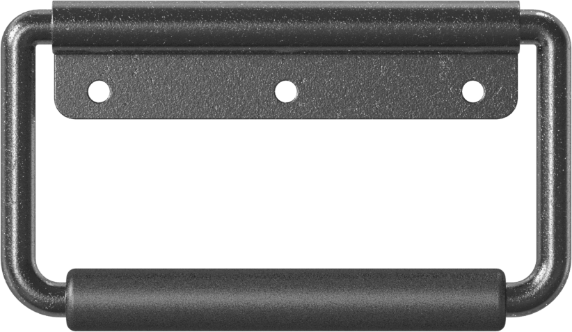 Montaj Plakalı Katlanabilir Yuvarlak Çekme Kolu, Yaylı, Siyah Boyalı Çelik, 4-1/2" Genişlikte Sap