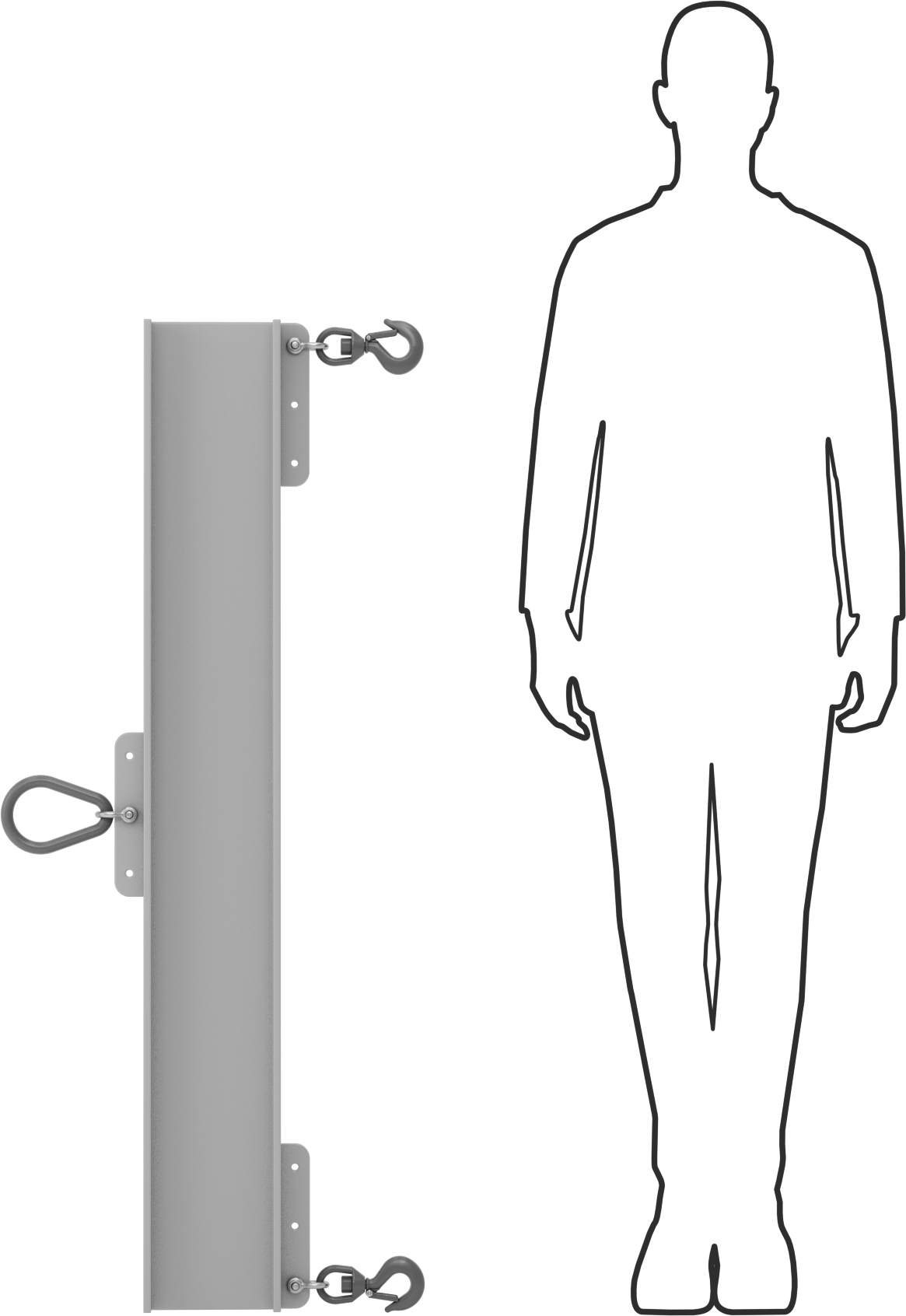 Fiberglas Kaldırma Kirişi, Kilitleme Kancalı, 2000 lbs. Kapasite, 36“-48” Açıklık