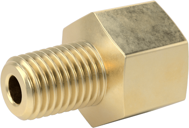 Orta Basınçlı Pirinç Dişli Boru Bağlantı Elemanı, Düz Adaptör, 1/16 BSPT Dişi x 1/16 NPT Erkek