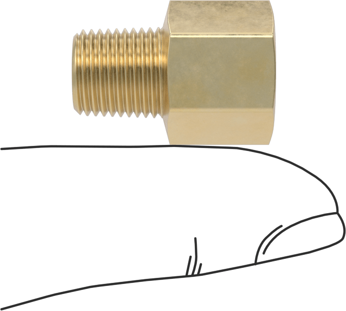 Orta Basınçlı Pirinç Dişli Boru Bağlantı Elemanı, Düz Adaptör, 1/8 BSPT Dişi x 1/8 NPT Erkek