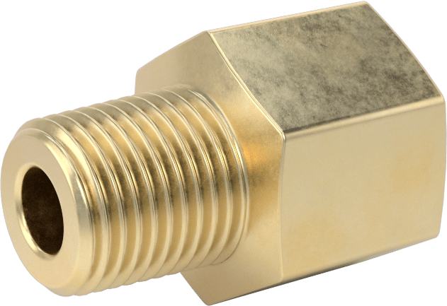Orta Basınçlı Pirinç Dişli Boru Bağlantı Elemanı, Düz Adaptör, 1/8 BSPT Dişi x 1/8 NPT Erkek