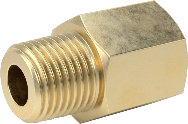 Orta Basınçlı Pirinç Dişli Boru Bağlantı Elemanı, Düz Adaptör, 1/8 BSPP Dişi x 1/8 NPT Erkek