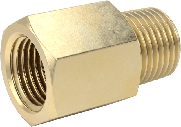 Orta Basınçlı Pirinç Dişli Boru Bağlantı Elemanı, Düz Adaptör, 1/8 BSPP Dişi x 1/8 NPT Erkek