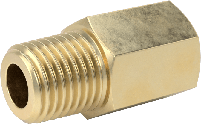 Orta Basınçlı Pirinç Dişli Boru Bağlantı Elemanı, Düz Adaptör, 1/4 BSPP Dişi x 1/4 NPT Erkek