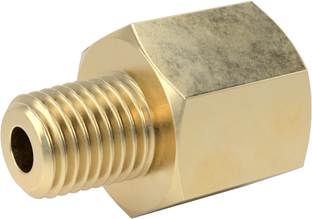 Orta Basınçlı Pirinç Dişli Boru Bağlantı Elemanı, Düz Adaptör, 1/16 NPT Dişi x 1/16 BSPT Erkek