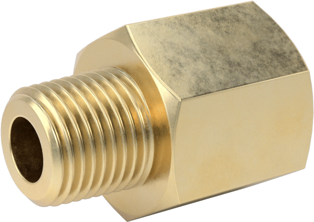 Orta Basınçlı Pirinç Dişli Boru Bağlantı Elemanı, Düz Adaptör, 1/8 NPT Dişi x 1/8 BSPT Erkek