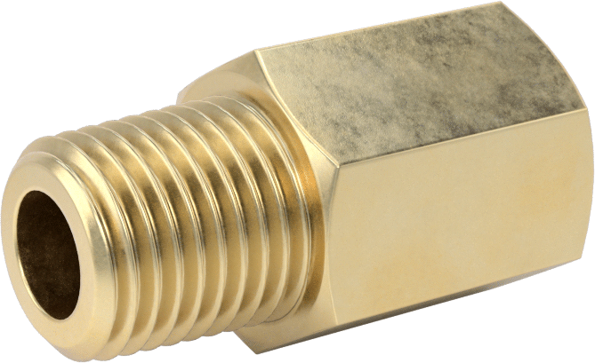 Orta Basınçlı Pirinç Dişli Boru Bağlantı Elemanı, Düz Adaptör, 1/4 NPT Dişi x 1/4 BSPT Erkek