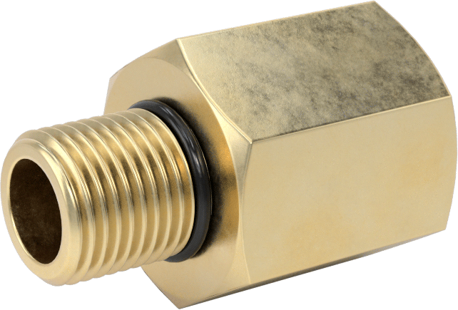 Orta Basınçlı Pirinç Dişli Boru Bağlantı Elemanı, Düz Adaptör, 1/8 NPT Dişi x 1/8 BSPP Erkek