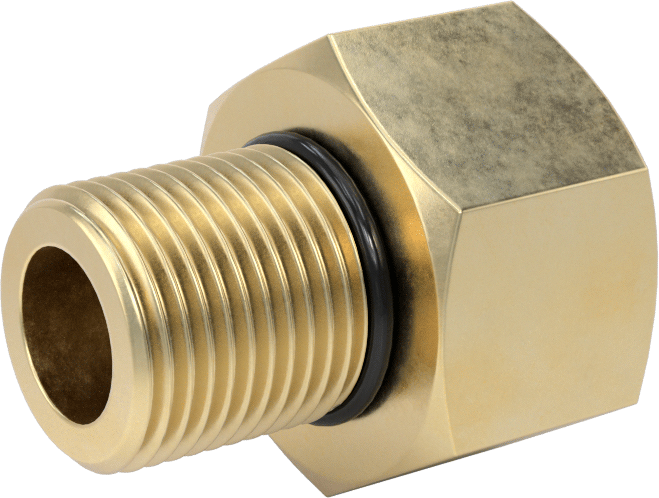 Orta Basınçlı Pirinç Dişli Boru Bağlantı Elemanı, Düz Adaptör, 3/8 NPT Dişi x 3/8 BSPP Erkek