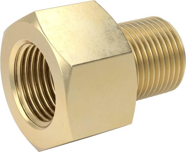 Orta Basınçlı Pirinç Dişli Boru Bağlantı Elemanı, Düz Adaptör, 3/8 NPT Dişi x 3/8 BSPP Erkek