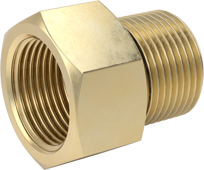 Orta Basınçlı Pirinç Dişli Boru Bağlantı Elemanı, Düz Adaptör, 1 NPT Dişi x 1 BSPP Erkek