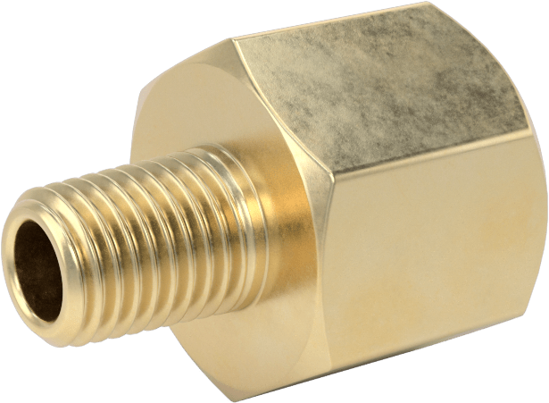 Orta Basınçlı Pirinç Dişli Boru Bağlantı Elemanı, Redüksiyon Adaptörü, 1/4 BSPT Dişi x 1/16 NPT Erkek
