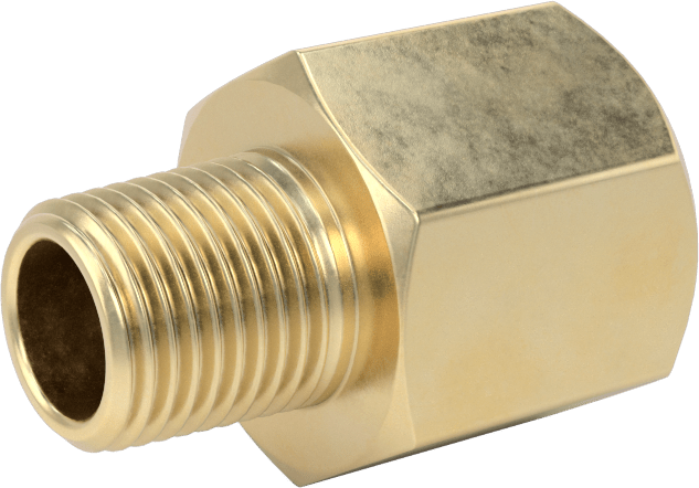 Orta Basınçlı Pirinç Dişli Boru Bağlantı Elemanı, Redüksiyon Adaptörü, 1/4 BSPT Dişi x 1/8 NPT Erkek