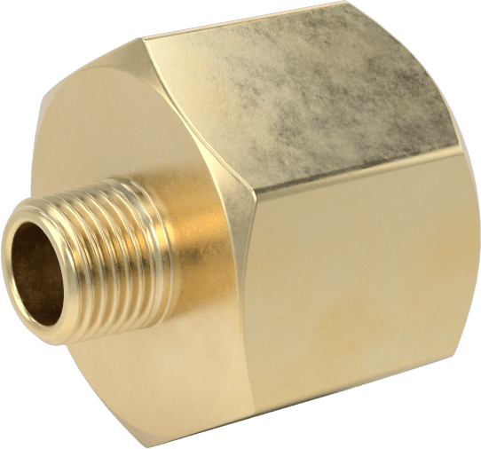 Orta Basınçlı Pirinç Dişli Boru Bağlantı Elemanı, Redüksiyon Adaptörü, 1/2 BSPT Dişi x 1/8 NPT Erkek