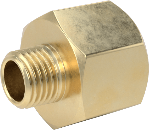 Orta Basınçlı Pirinç Dişli Boru Bağlantı Elemanı, Redüksiyon Adaptörü, 1/2 BSPT Dişi x 1/4 NPT Erkek