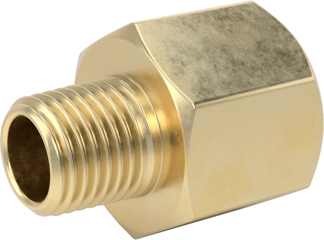 Orta Basınçlı Pirinç Dişli Boru Bağlantı Elemanı, Redüksiyon Adaptörü, 3/8 BSPP Dişi x 1/4 NPT Erkek