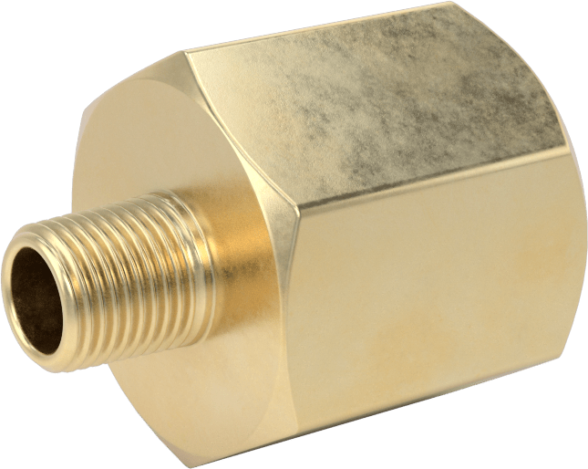 Orta Basınçlı Pirinç Dişli Boru Bağlantı Elemanı, Redüksiyon Adaptörü, 1/2 BSPP Dişi x 1/8 NPT Erkek
