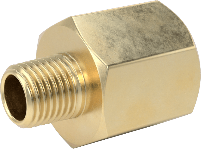 Orta Basınçlı Pirinç Dişli Boru Bağlantı Elemanı, Redüksiyon Adaptörü, 1/2 BSPP Dişi x 1/4 NPT Erkek