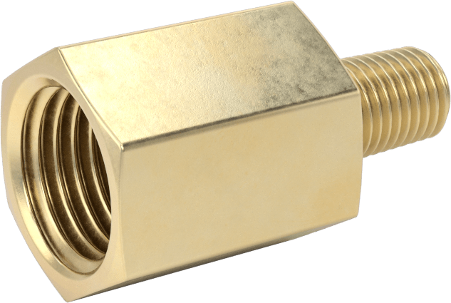Orta Basınçlı Pirinç Dişli Boru Bağlantı Elemanı, Redüksiyon Adaptörü, 1/4 NPT Dişi x 1/16 BSPT Erkek