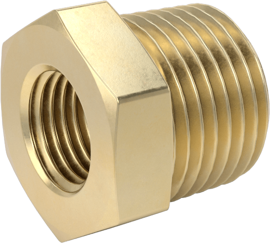Orta Basınçlı Pirinç Dişli Boru Bağlantı Elemanı, Redüksiyon Adaptörü, 1/4 NPT Dişi x 1/2 BSPT Erkek