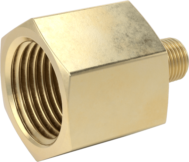 Orta Basınçlı Pirinç Dişli Boru Bağlantı Elemanı, Redüksiyon Adaptörü, 1/2 NPT Dişi x 1/8 BSPT Erkek