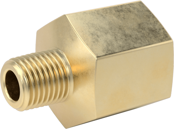 Orta Basınçlı Pirinç Dişli Boru Bağlantı Elemanı, Redüksiyon Adaptörü, 1/2 NPT Dişi x 1/4 BSPT Erkek
