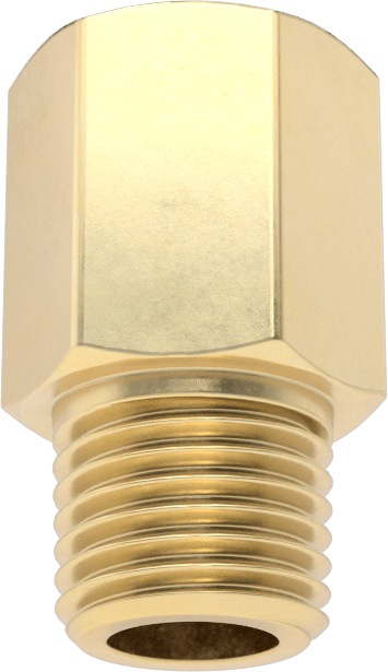 Orta Basınçlı Pirinç Dişli Boru Bağlantı Elemanı, Düz Adaptör, 1/4 NPT Dişi x 1/4 BSPT Erkek