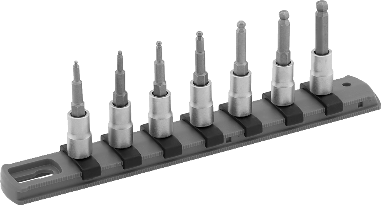 Bilyalı Uçlu Altıgen Uç Soketi, 7 Parça Metrik Set, 1/4" Kare Tahrik