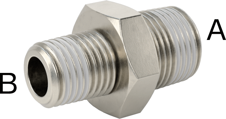Sızdırmazlık Maddeli 304 Paslanmaz Çelik Redüktör, 3/8 x 1/4 NPT Erkek