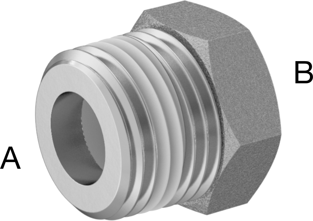 Sızdırmazlık Maddeli Düşük Basınçlı 316 Paslanmaz Çelik Boru Bağlantı Elemanı, Redüksiyon Adaptörü, 3/8 NPT Erkek x 1/8 NPT Dişi