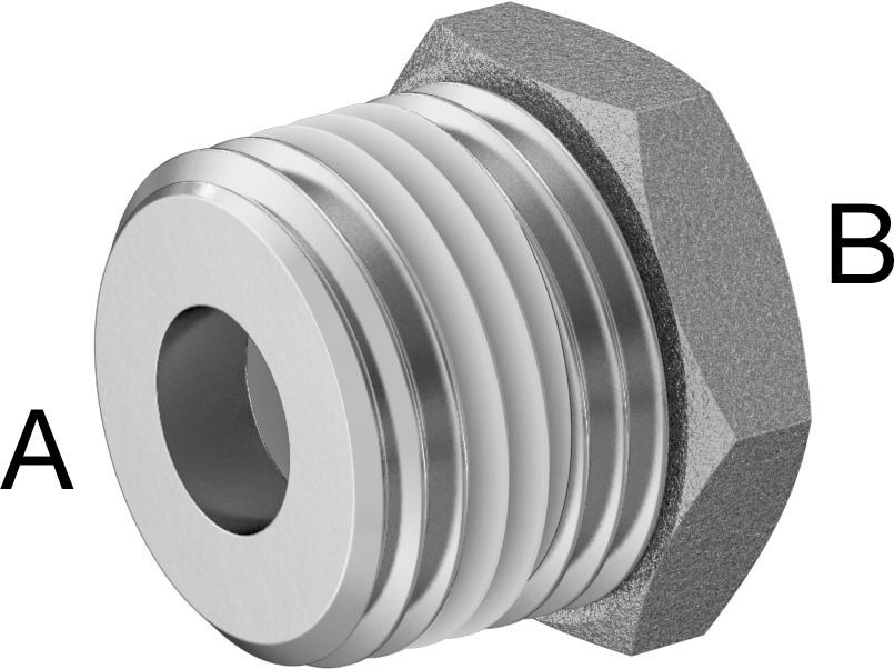 Sızdırmazlık Maddeli Düşük Basınçlı 316 Paslanmaz Çelik Boru Bağlantı Elemanı, Redüksiyon Adaptörü, 1/2 NPT Erkek x 1/8 NPT Dişi