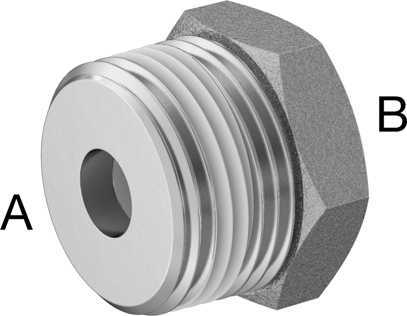 Sızdırmazlık Maddeli Düşük Basınçlı 316 Paslanmaz Çelik Boru Bağlantı Elemanı, Redüksiyon Adaptörü, 3/4 NPT Erkek x 1/8 NPT Dişi