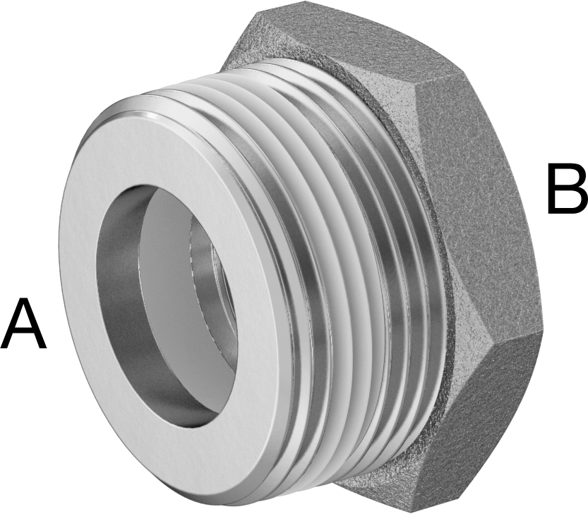 Sızdırmazlık Maddeli Düşük Basınçlı 316 Paslanmaz Çelik Boru Bağlantı Elemanı, Redüksiyon Adaptörü, 1-1/4 NPT Erkek x 3/4 NPT Dişi