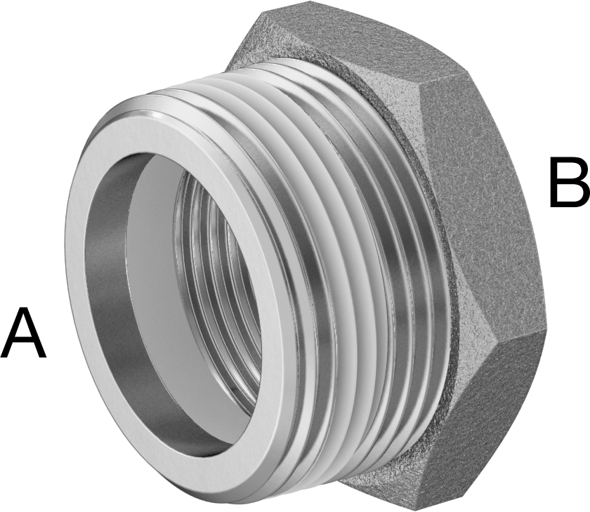 Sızdırmazlık Maddeli Düşük Basınçlı 316 Paslanmaz Çelik Boru Bağlantı Elemanı, Redüksiyon Adaptörü, 1-1/4 NPT Erkek x 1 NPT Dişi
