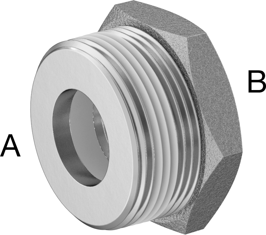 Sızdırmazlık Maddeli Düşük Basınçlı 316 Paslanmaz Çelik Boru Bağlantı Elemanı, Redüksiyon Adaptörü, 1-1/2 NPT Erkek x 3/4 NPT Dişi