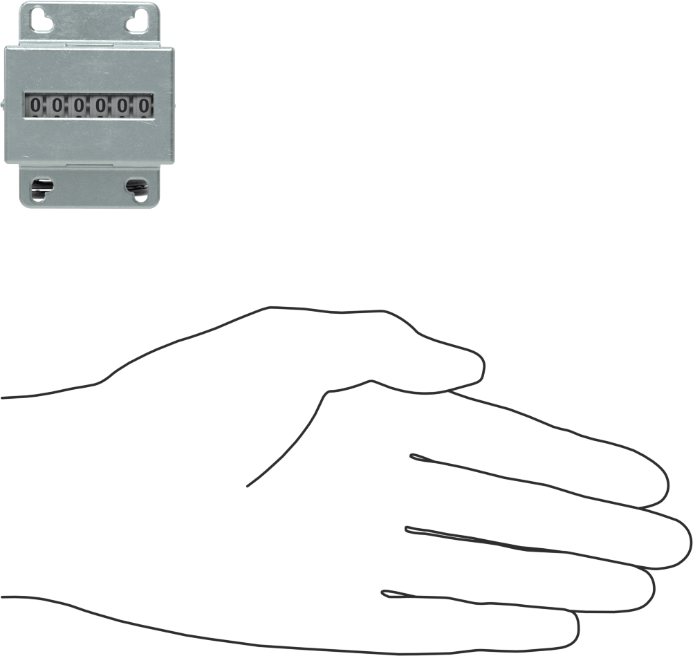 Elektrikle Çalışan Sayaç, Yüzeye Montaj, 2,3“ x 1,8” x 2,4" Toplam, 24V DC