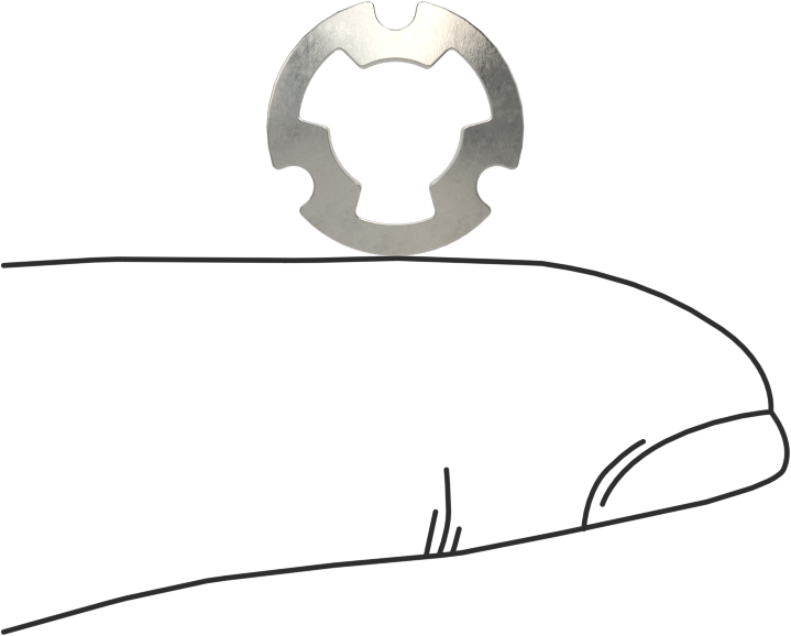 Çentikli Disk Yay, 1/4" Mil Çapı için, 0,0180 inç Kalınlık