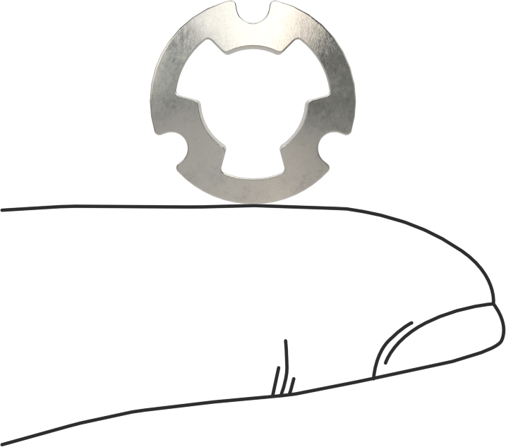 Çentikli Disk Yay, 5/16" Mil Çapı için, 0,0300" Kalın