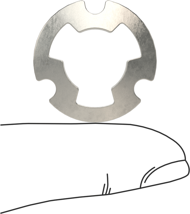 Çentikli Disk Yay, 1/2" Mil Çapı için, 0,0330" Kalınlık