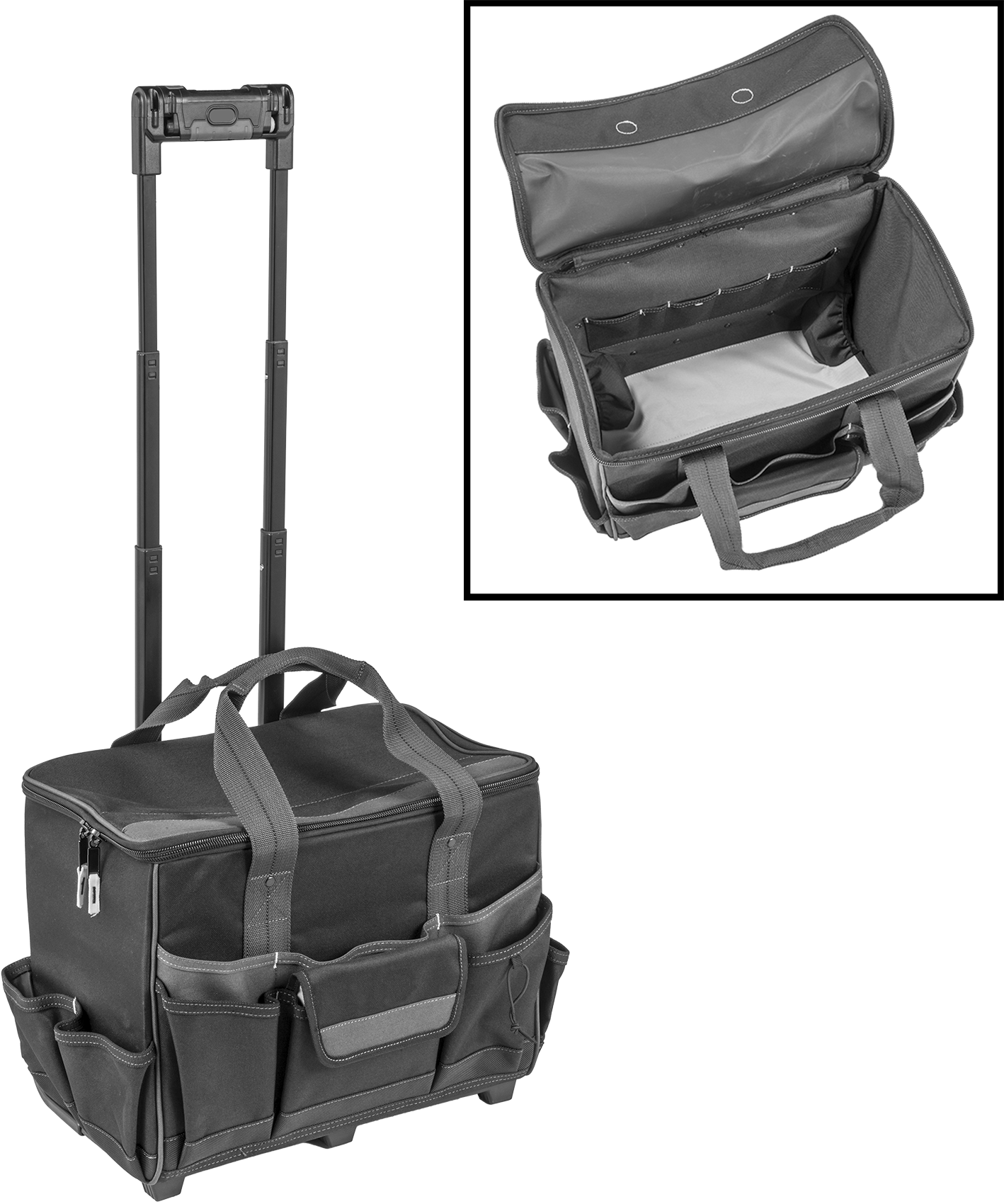 Fermuarlı Mobil Alet Çantaları, 17" Genişlik, 9-1/2" Derinlik, 12-1/2" Yükseklik