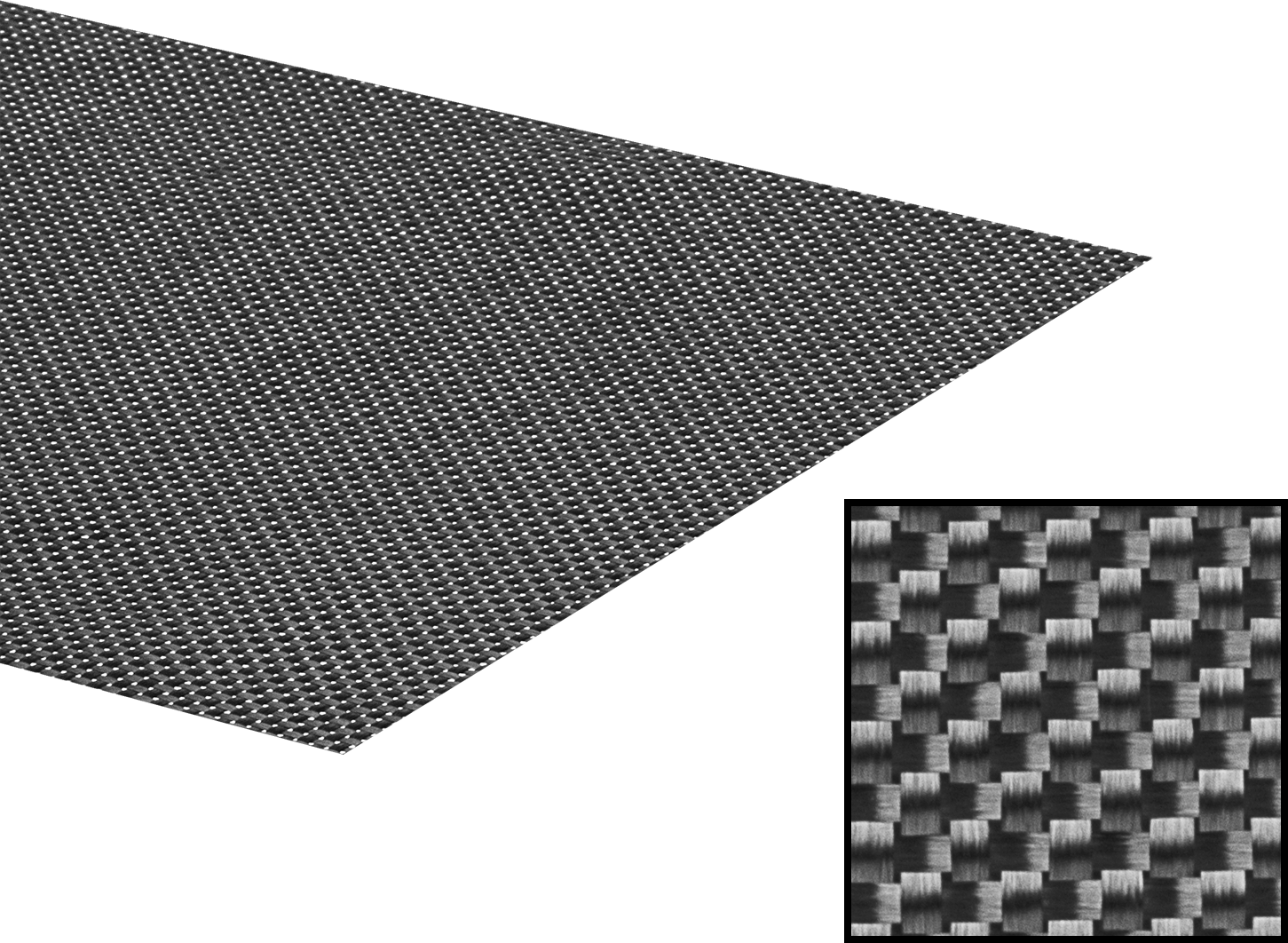 Karbon Fiber, Düz Dokuma ile, 50“ Genişlik x 36” Uzunluk x 0,012" Kalınlık