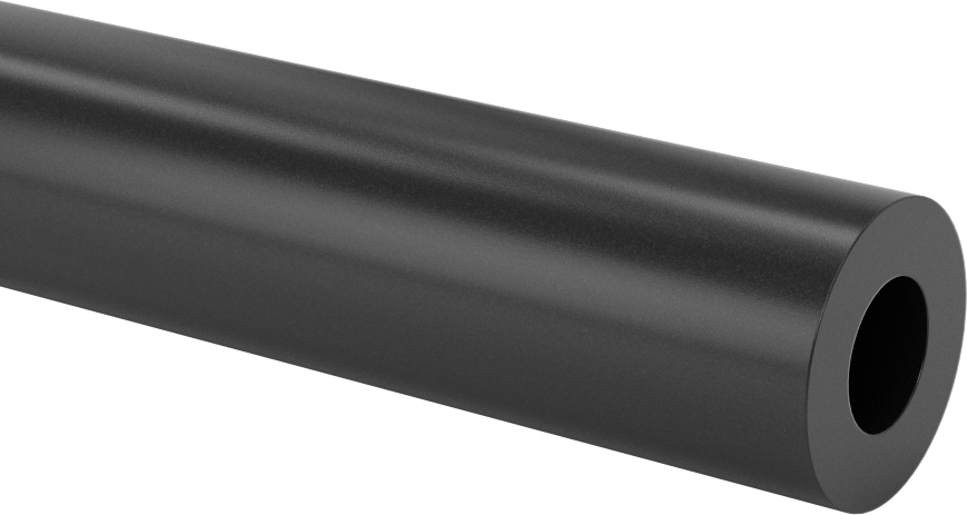 Siyah Delrin® Asetal Reçine Büyük Boy Tüp, 1" OD x 1/2" ID