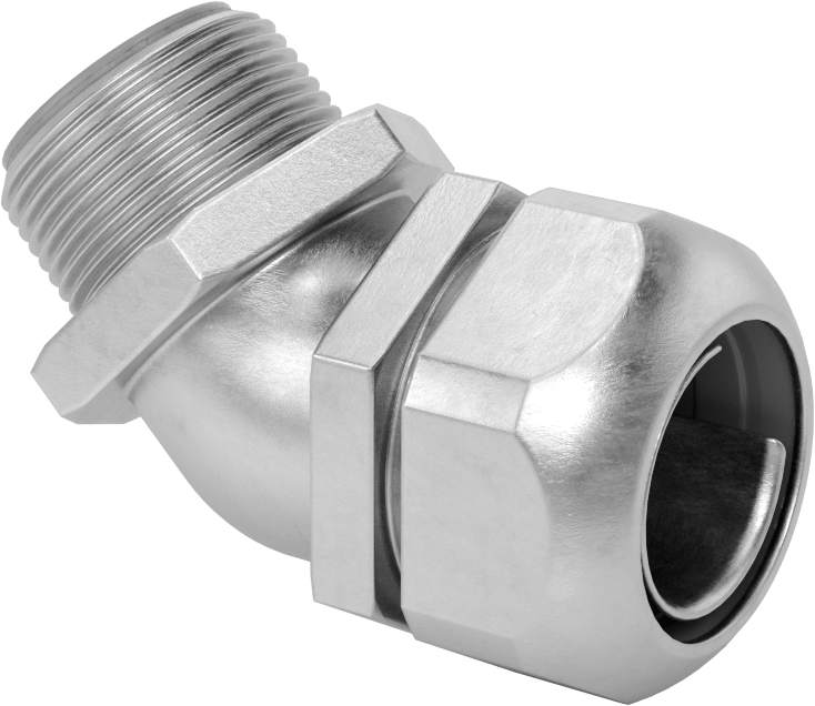 Sıvı Sızdırmaz Esnek Metal Kanal, 316 Paslanmaz Çelik 45 Derece Dirsek, 1 Standart Boyut Dişi x 1 NPT Erkek